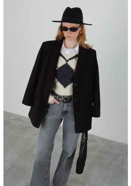 Süet Blazer Ceket Siyah