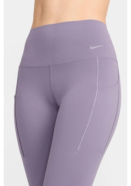 Dri Fit Universa High Rise 7/8 Length Kadın Yüksek Bel Lazer Kesim Toparlayıcı 2 Cepli Dalgıç Kumaş Tayt Mor