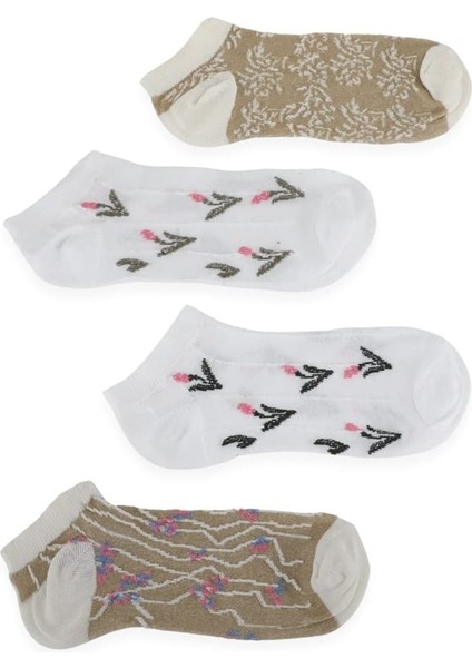 4 Çift Kadın Çiçek Desenli Çorap Seti