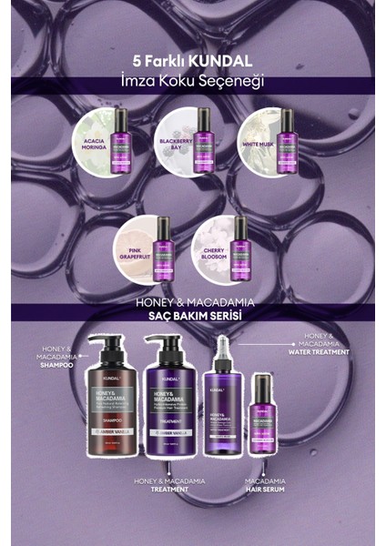 Kuru ve Yıpranmış Saçlara Onarıcı Bakım Serumu KUNDAL Macadamia Ultra Hair Serum (Blackberry Bay)