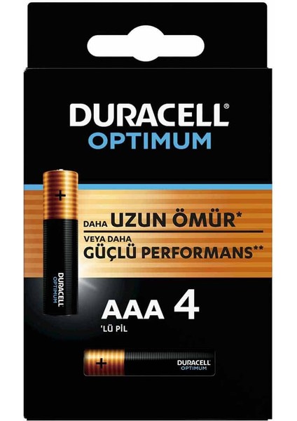 Duracell Optımum MX2400 1.5V Alkalın Aaa Ince Kalem Pil 4lü Paket (4767)