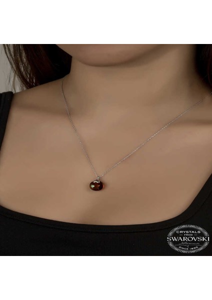Kristal Kahverengi Taşlı Gümüş Kadın Kolye CSR2184692