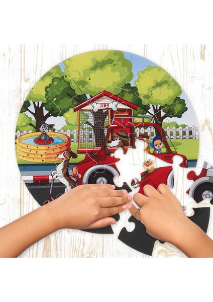 36 Parça, 42CM Çapında 3mm Ahşap Üstüne Sevimli Karakterler Temalı Puzzle