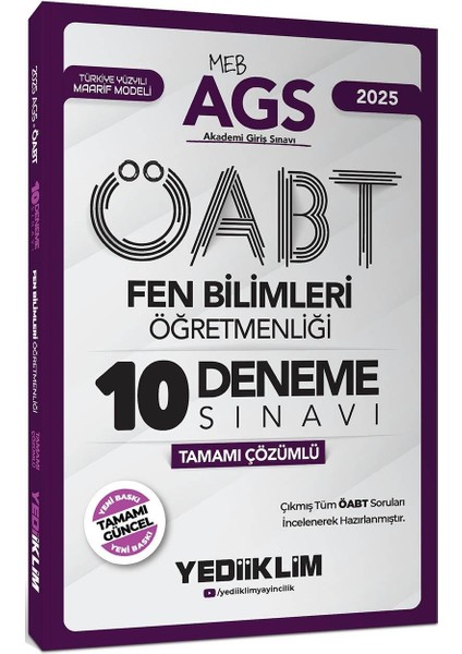 2025 Meb Ags Öabt Fen Bilimleri Öğretmenliği Tamamı Çözümlü 10 Deneme Sınavı