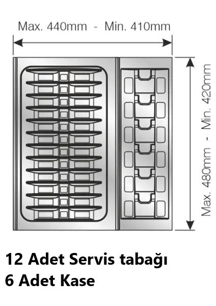 Çekmece Içi Tabaklık ve Kaselik Düzenleyici (Yandan 3cm, Boydan 6cm Kesilebilir) 44X48 cm fiyatları