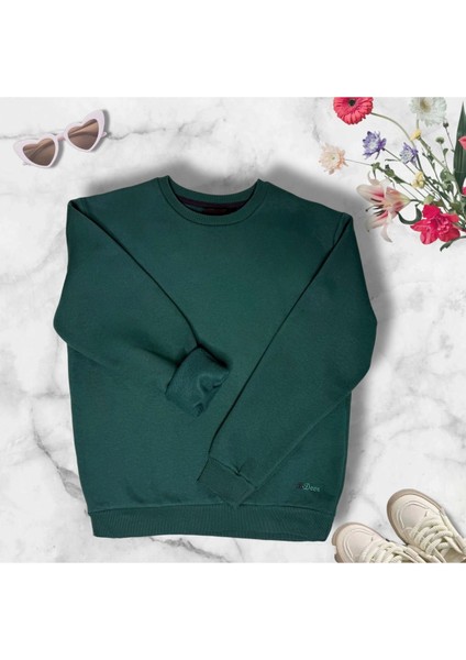 Nefti Bisiklet Yaka Oversize Şardonlu Basic Sweatshirt