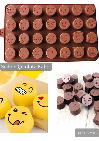 Karışık Emoji Çikolata Kalıbı Bpa Free Buz Kalıbı Silikon Tatlı Kalıbı yapışmaz kalıp