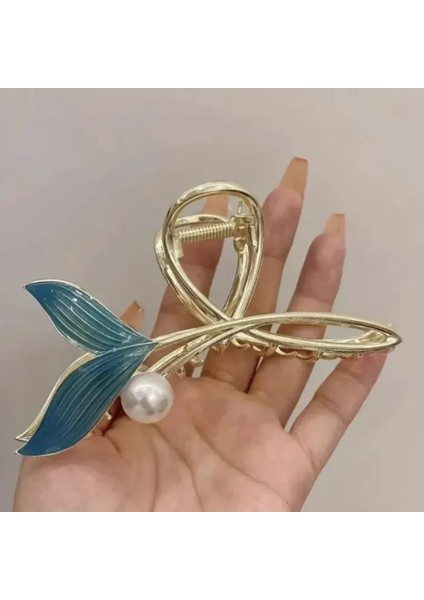 9675 Balık Kuyruğu Model Inci Detaylı Mandal Toka