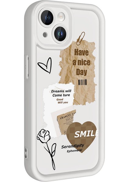 Apple iPhone 14 Kılıf Kamera Korumalı Baskılı Arka Yüzey Zore Klas KAPAK-BEYAZ-8680436783092-MLTD105