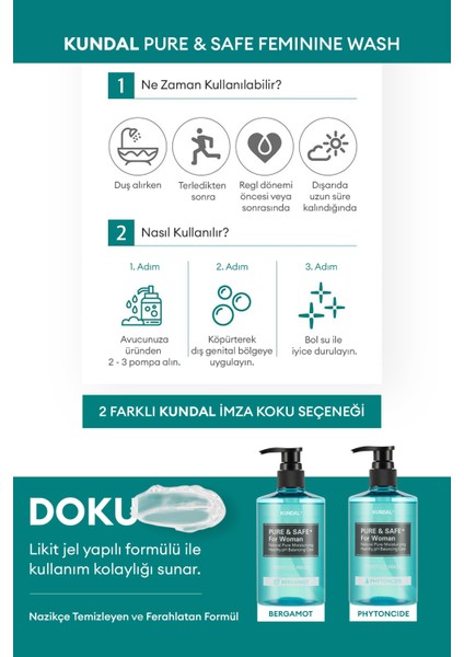 Kadınlara Özel İntim Temizleme Jeli KUNDAL Feminine Cleanser 300ml (Bergamot)