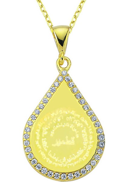 Gümüş Gold Damla Nazar Duası Kadın Kolye CSR2181003