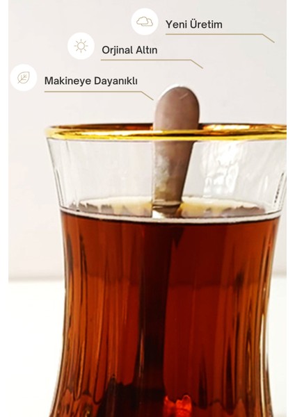 Elysia Özel Altın Suyu Yaldızlı (BULAŞIK MAKİNESİ GARANTİLİ) Çay Bardağı 6 Parça 170cc