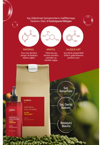 Kafein İçeren Sıvı Saç Kremi KUNDAL Caffeine Water Treatment 300ml (Herb Mint)