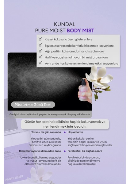 Yoğun Nemlendirme Etkili Dörtlü Vücut Bakım Hediye Seti KUNDAL Bath & Body Gift Edition (White Musk)