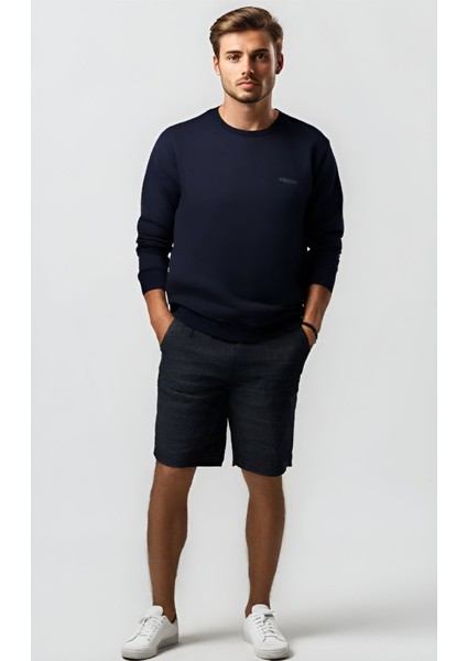 Unisex Bisiklet Yaka Oversize Şardonlu Basic Sweatshirt