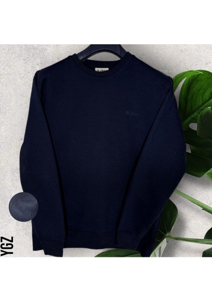 Unisex Bisiklet Yaka Oversize Şardonlu Basic Sweatshirt