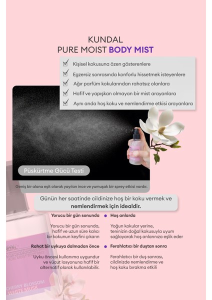 Yoğun Nemlendirme Etkili Dörtlü Vücut Bakım Seti KUNDAL Bath & Body Gift Edition (Cherry Blossom)