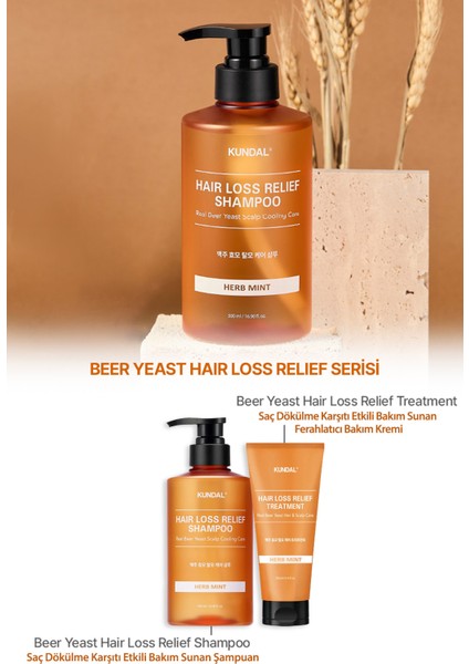 Saç Dökülmelerine Karşı Bakım Kremi KUNDAL Hair Loss Relief Treatment Real Beer Yeast (Herb Mint)