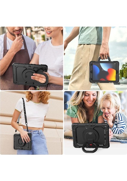 Apple iPad 7. Nesil (2019) 10.2 Yüzük Halka Standlı Zırhlı Armor Defender Kılıf A2197 A2200 A2198