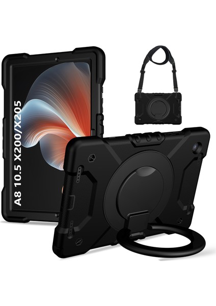 Samsung Galaxy Tab A8 10.5 2022 Yüzük Halka Standlı Zırhlı Armor Defender Kılıf SM-X200