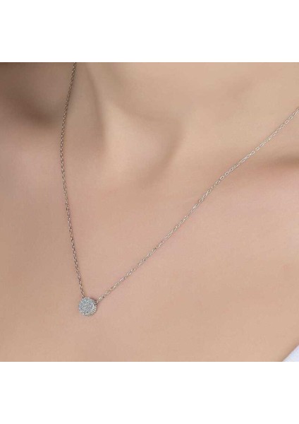 Kristal Taşlı Gümüş Çember Kadın Kolye CSR2183684