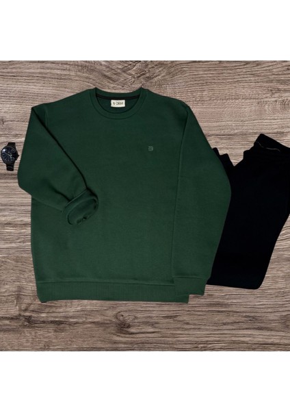 Unisex Bisiklet Yaka Oversize Şardonlu Basic Sweatshirt