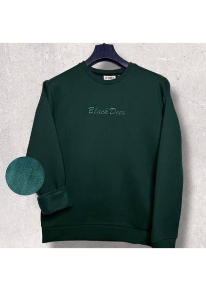 Unisex Bisiklet Yaka Oversize Şardonlu Basic Sweatshirt