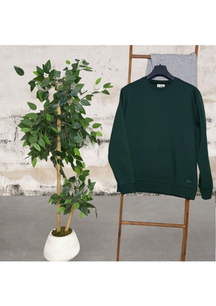 Unisex Beyaz Bisiklet Yaka Oversize Şardonlu Basic Sweatshirt fiyatları