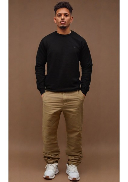 Unisex Bisiklet Yaka Oversize Şardonlu Basic Sweatshirt