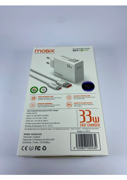Infinix NOTE10 Uyumlu Mobix 33 Watt Fast Wall Charger ( Hızlı Turbo Saliseli Şarj ) fiyatları