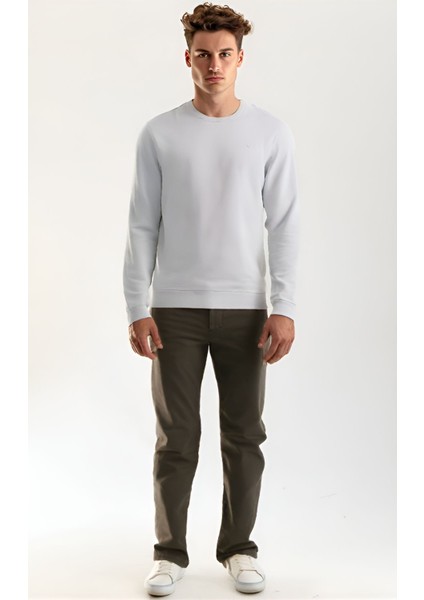 Unisex Bisiklet Yaka Oversize Şardonlu Basic Sweatshirt