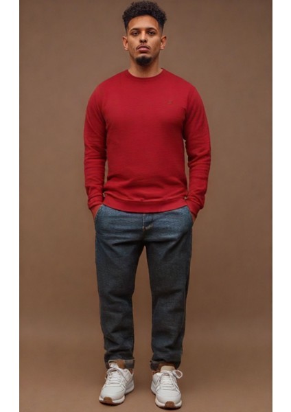 Unisex Bisiklet Yaka Oversize Şardonlu Basic Sweatshirt