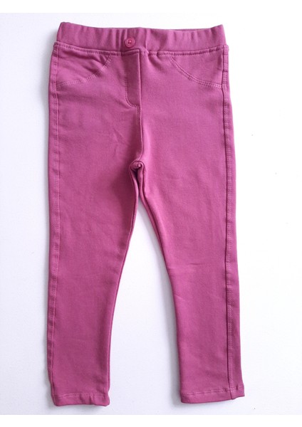 Kız Çocuk Beli Lastikli Pamuklu Esnek Kışlık Kumaş Tayt Pantolon