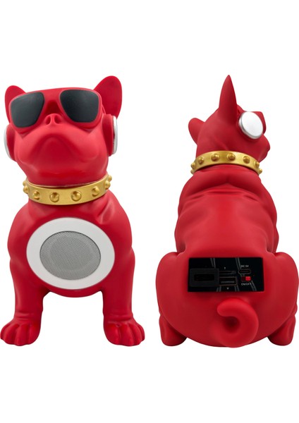 Bulldog Köpekli Karikatür Hoparlör Kırmızı Subwoofer Kablosuz Rgb 3D Ses Kalitesi Surround Hoparlör