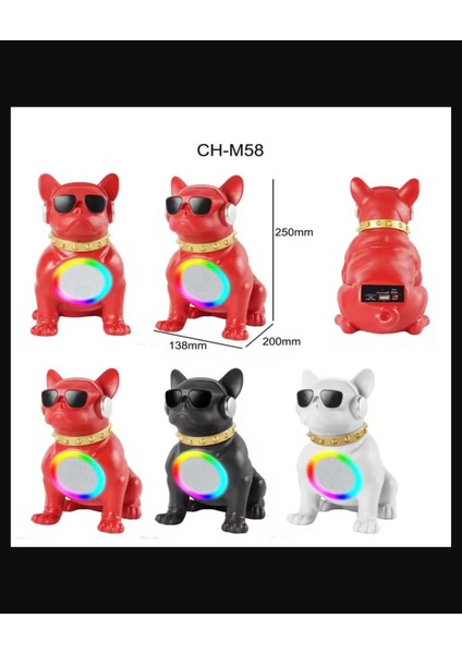 Bulldog Köpekli Karikatür Hoparlör Kırmızı Subwoofer Kablosuz Rgb 3D Ses Kalitesi Surround Hoparlör fiyatları