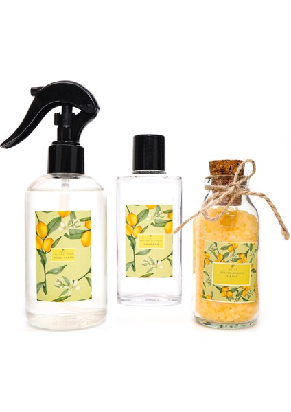 Botanical Lemon Kokulu Banyo Hediye Seti (Oda Spreyi,kolonya,banyo Tuzu)
