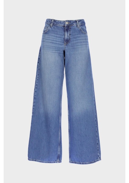 Weslie Açık Mavi Yüksek Bel Patı Fermuarlı Wideleg Jean Pantolon C 4530-109