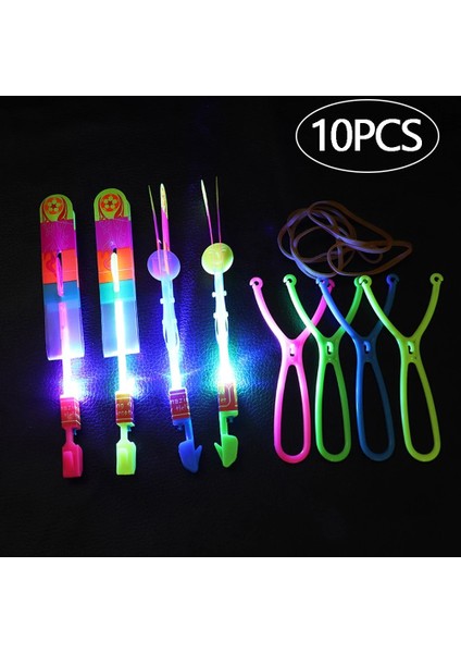 A-Mavi Işık 1-10 Adet LED Işık Çekim Mancınık Uçan Oyuncaklar Aydınlık Roket Helikopter Lastik Bant Mancınık Uçan Oyuncak Çocuklar Için Boys Hediyeler (Yurt Dışından)