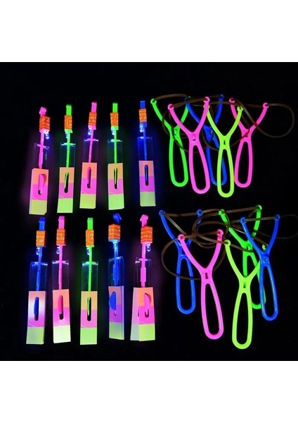 03-20.5cm El Feneri 10/1 Adet Çocuk Ok Roket Oyuncaklar Aydınlık Flaş LED Aydınlatma Up Lastik Bant Mancınık Oyunları Açık Elastik Hızlı Uçan Hediyeler (Yurt Dışından)