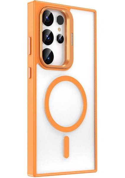 Galaxy S24 Ultra Kılıf Magsafe Şarj Özellikli Standlı Zore Magsafe Klon KAPAK-TURUNCU-8680436796054- fiyatları