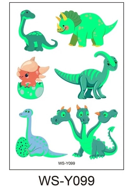 WS-Y099 Popüler Dinozor Aydınlık Boya Dövme Etiket Çocuk Kız Karikatür Eğlenceli Tyrannosaurus Su Geçirmez Geçici Floresan Glow Oyuncaklar (Yurt Dışından)