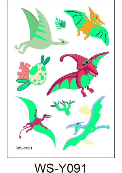 WS-Y099 Popüler Dinozor Aydınlık Boya Dövme Etiket Çocuk Kız Karikatür Eğlenceli Tyrannosaurus Su Geçirmez Geçici Floresan Glow Oyuncaklar (Yurt Dışından)