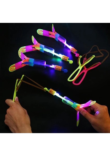 02-15.5cm El Feneri 10/1 Adet Çocuk Ok Roket Oyuncaklar Aydınlık Flaş LED Aydınlatma Up Lastik Bant Mancınık Oyunları Açık Elastik Hızlı Uçan Hediyeler (Yurt Dışından)