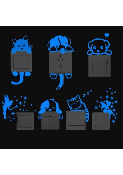 Mavi Koala Mavi Işıltılı Boya Karikatür Anahtarı Duvar Sticker Karanlıkta Parlayan Kedi Floresan Peri Ay Yıldız Çocuk Ev Ipucu Dekorasyon Oyuncaklar (Yurt Dışından) fiyatları