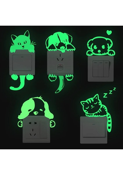 Zürafa Yeşil Floresan Peri Ay Yıldızlar Çocuk Ev Ipucu Dekorasyon Oyuncaklar Aydınlık Boya Karikatür Anahtarı Duvar Sticker Karanlıkta Glow Kedi (Yurt Dışından) modelleri