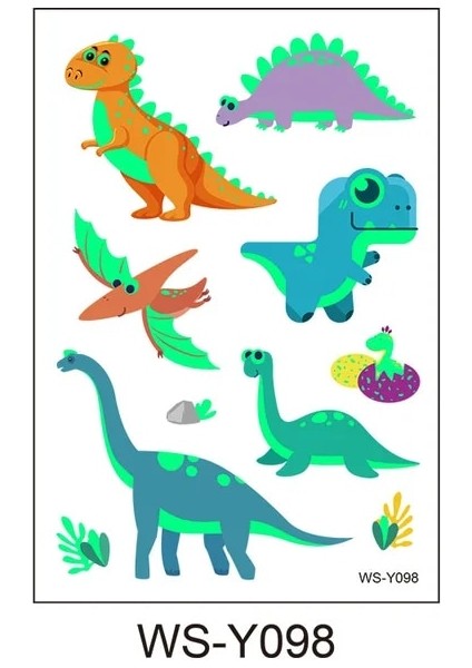WS-Y098 Popüler Dinozor Aydınlık Boya Dövme Etiket Çocuk Kız Karikatür Eğlenceli Tyrannosaurus Su Geçirmez Geçici Floresan Glow Oyuncaklar (Yurt Dışından)