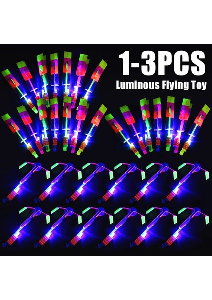 2pcs Yeni 1-3pcs Inanılmaz Işık Oyuncak Ok Roket Helikopteri Uçan Oyuncak LED Işık Oyuncaklar Parti Eğlenceli Hediyeler Lastik Bant Mancınık Aydınlık Oyuncak (Yurt Dışından)