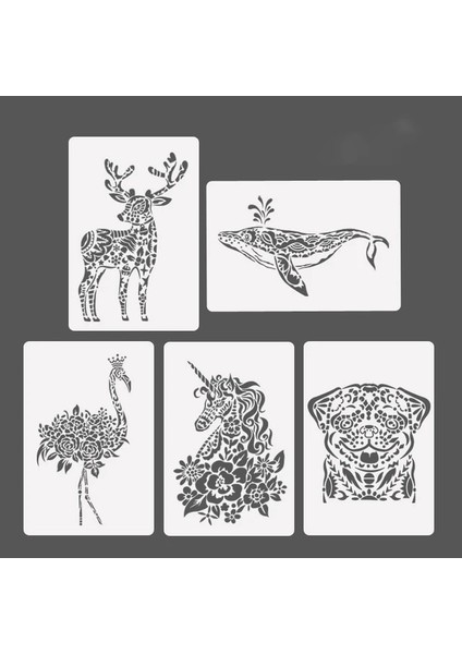 B1 5 Adet/takım Boyama Çocuk Oyuncakları Şablonlu Şablon Dıy Scrapbooking Boyama Kaplan Aslan Fil Cetvel Çocuk Eğitici Oyuncaklar (Yurt Dışından)