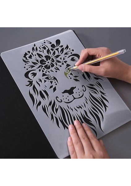 B1 5 Adet/takım Boyama Çocuk Oyuncakları Şablonlu Şablon Dıy Scrapbooking Boyama Kaplan Aslan Fil Cetvel Çocuk Eğitici Oyuncaklar (Yurt Dışından)