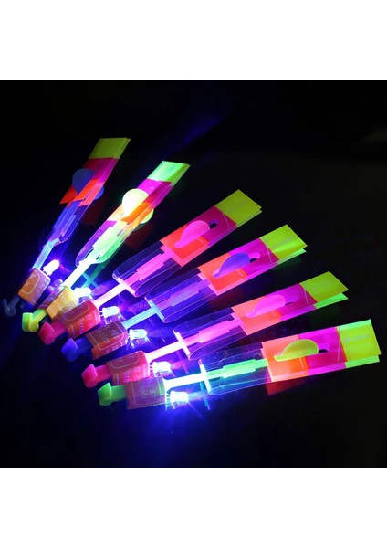 02-15.5 cm Mavi Renkli Aydınlık Işık Oyuncaklar Çocuk Çocuk Lastik Bant Mancınık Ok Roket Oyunları LED Aydınlatma Up Elastik Hızla Hızlı Uçan (Yurt Dışından) modelleri